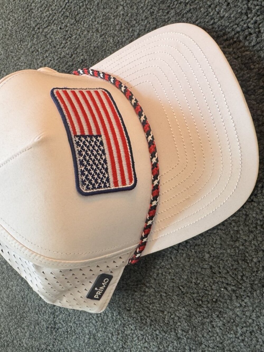 Primo American Flag Rope Golf Hat S/M White